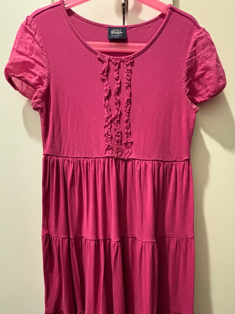 Boden Girls fuschia Ruffle Front Dress